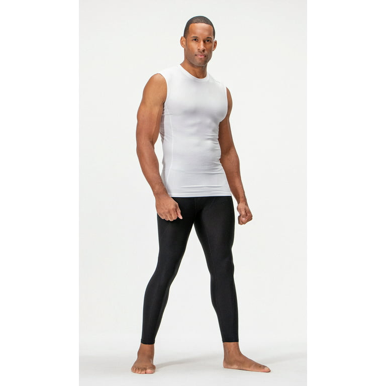 DEVOPS 3 Pack Men's Athletic Compression Shirts Sleeveless (Large,  White/White/White) 