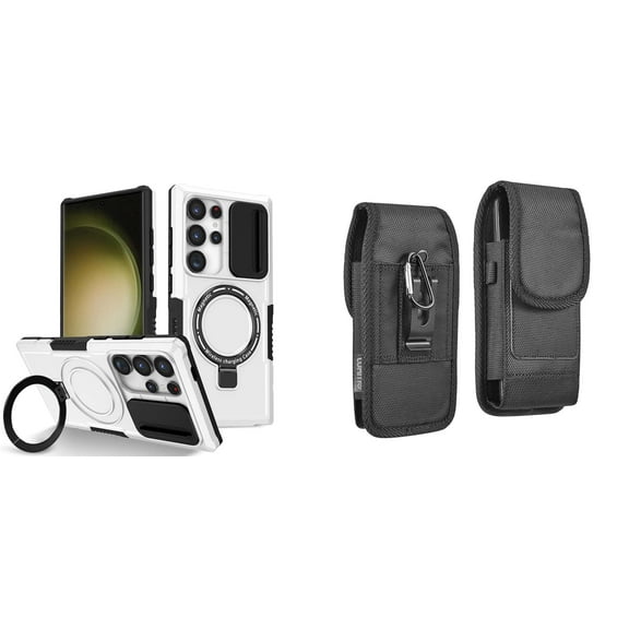 Guardian Series Case for Samsung Galaxy S24 Ultra with Belt Clip Holster Carrying Pouch - Ice White