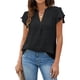 thumbnail image 1 of Guardurnaity Elegante camisa de gasa con cuello en V, duradera y elegante para el diario, camisa de tela de ajuste cómodo, camisa corta elegante Prendas para la parte del cuerpo negro XXL, 1 of 6