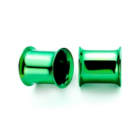 Double Flare Ear Flesh Tunnels - Body Candy 2Pc Green Anodized Steel 8mm Double Flare Tunnel Plug Ear Plug Gauges Set of 2 0 Gauge