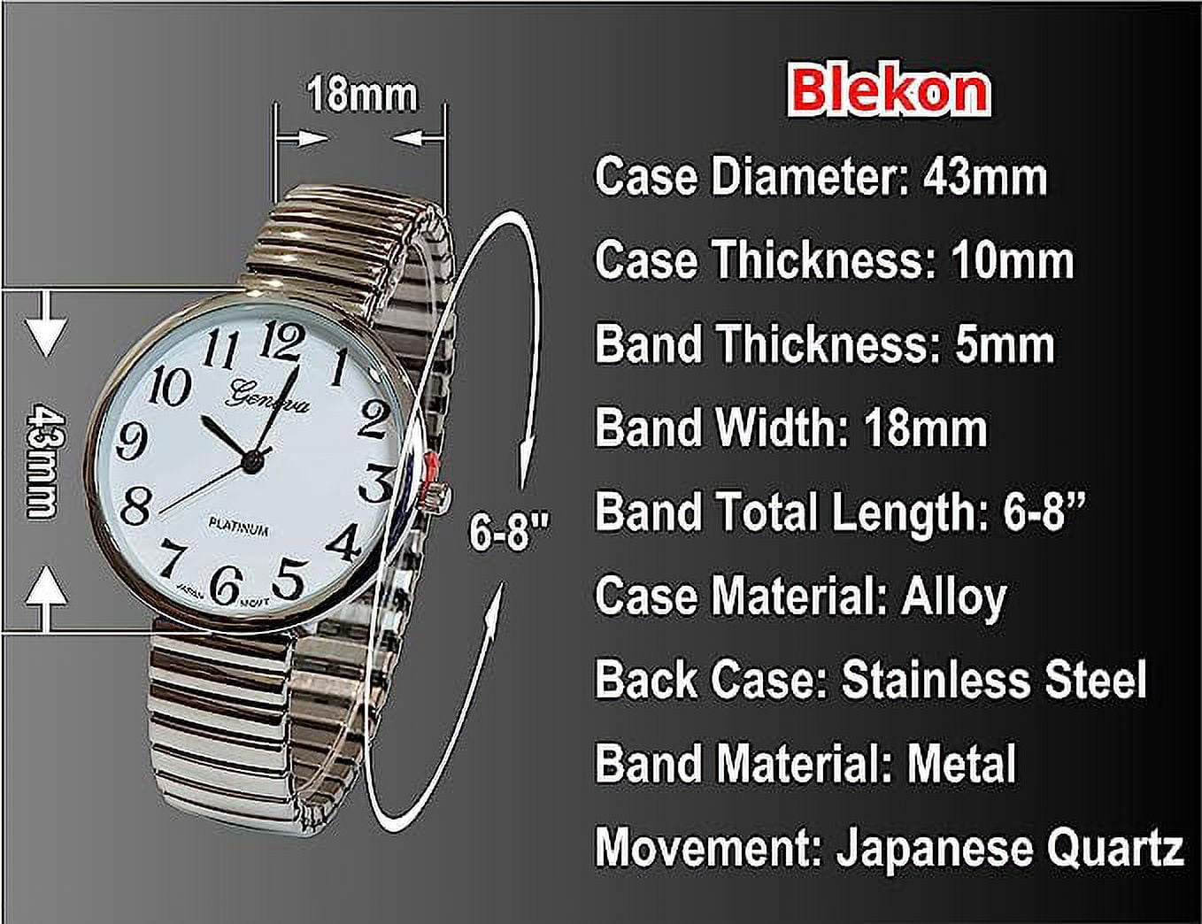 Women\'s Pink New Super Large Face Stretch Band Japanese Movement Fashion Watch Amazon.com: Geneva Super Large Stretch Watch Clear Number  main image 2