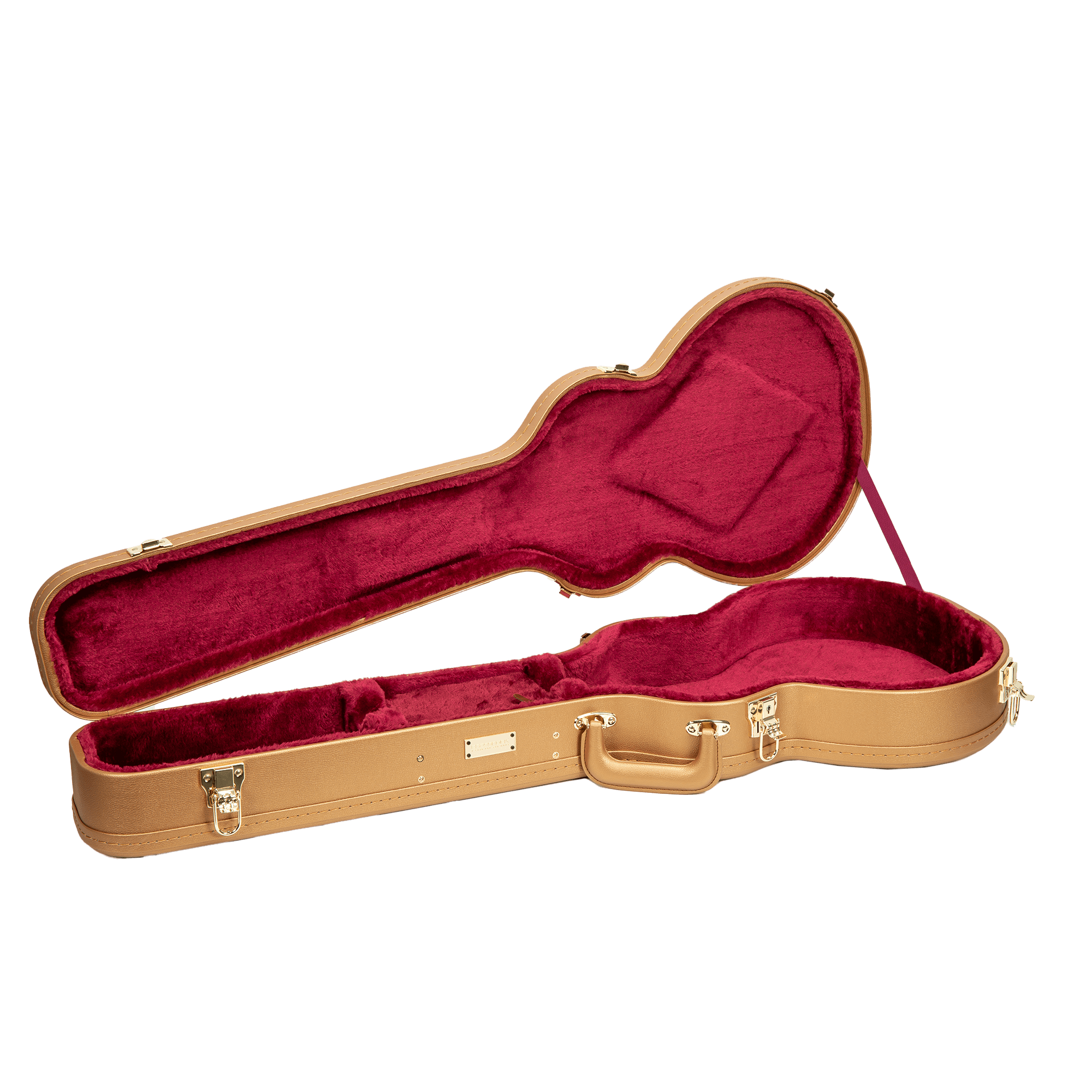 Crossrock Designer Series- Wooden Case for Les Paul Electric Guitar- Security Lock, Metal Feet, Storage Space- Luxury Gold