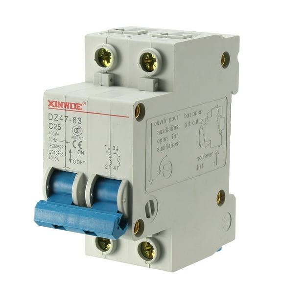 2 Poles 25A 400V Low-voltage Miniature Circuit Breaker DZ47-63 C25
