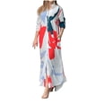thumbnail image 2 of EGNMCR Robes de Vacances pour Femmes Robe Décontractée à Manches Longues avec Boutons et Imprimé Contrasté, 2 of 9