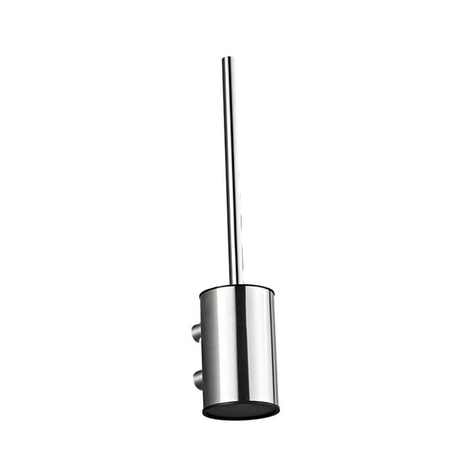 Cepillo y soporte para inodoro de acero inoxidable, compacto, con cerdas duraderas. Plata