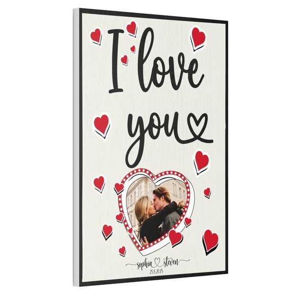 Personalized Valentine’s Day Canvas – Custom Photo Print for Couples, Family or Pets | Framed Picture Gift for Anniversary, Birthday, Holiday | Unique Gift for Him or Her ( 8 x 12 in )