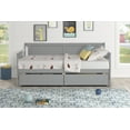 thumbnail image 3 of DreamBuck Twin Daybed with Two Drawers, Wood Twin Daybed with Storage, Storage Bed Frame for Living Room, Bedroom, Guest Room, Twin Daybed for Girls, Boys, No Box Spring Needed, Easy Assembly, Grey, 3 of 5