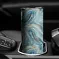 thumbnail image 3 of 20oz Blue Gold Marble Pattern Skinny Tumblers Stainless Steel Tumbler with Lid and Straw,Vacuum Insulated Double Wall Travel Tumbler Cups with Cleaning Brush for Coffee,Tea, 3 of 6