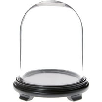 Plymor 8" x 10.25" Glass Display Dome Cloche (Black Wood Veneer Footed Base)