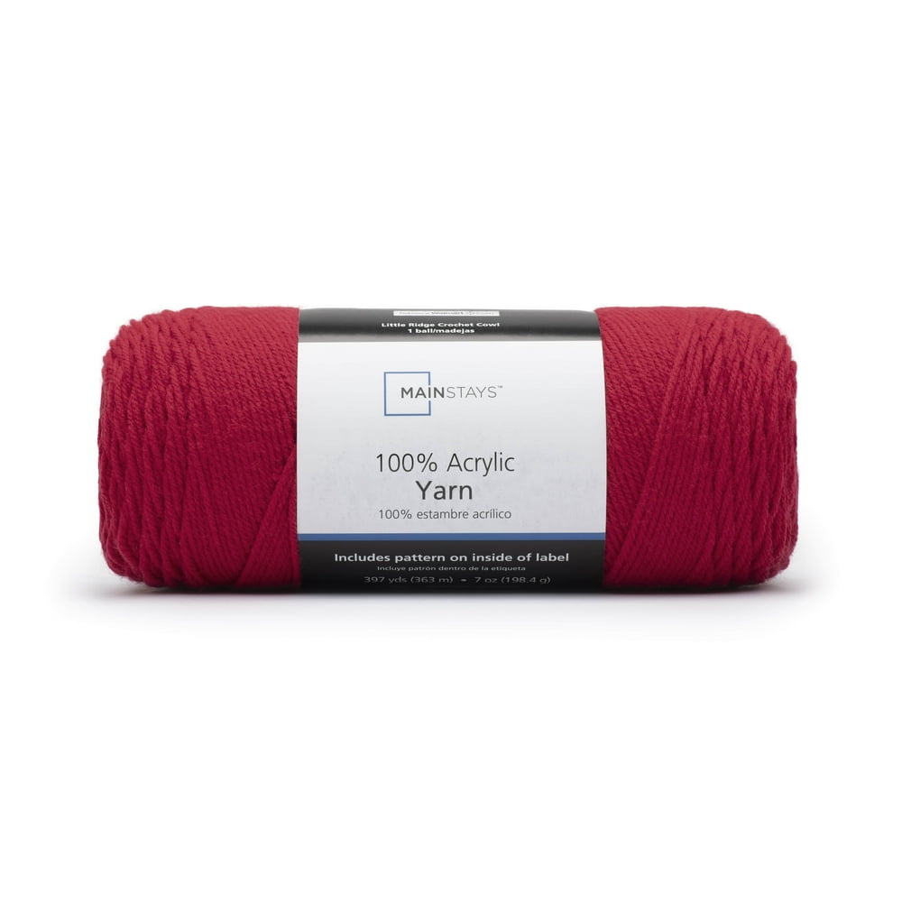 Mainstays 100 Acrylic Yarn 7 oz, Medium, Red