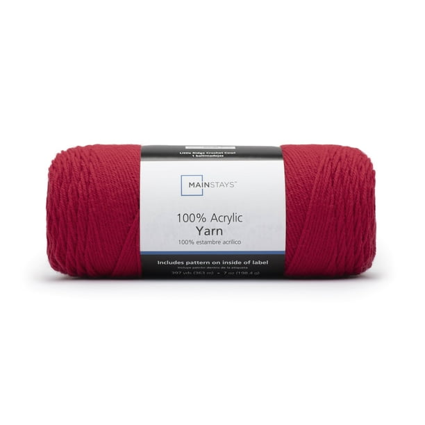 Mainstays 100 Acrylic Yarn 7 oz, Medium, Red