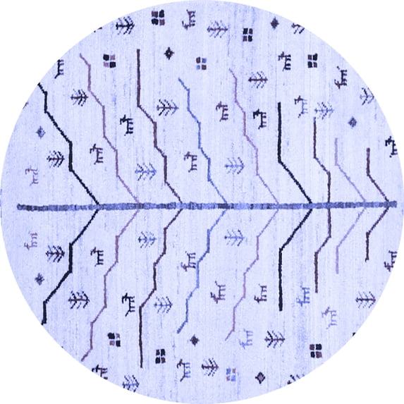 Ahgly Company Indoor Round Solid Blue Modern Area Rugs, 5' Round