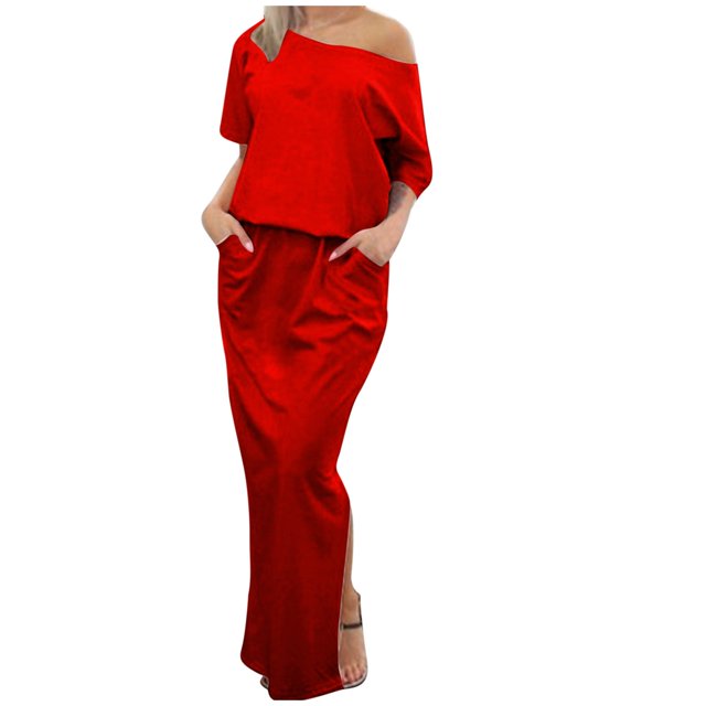QIPOPIQ Robe d'Été 2024 pour Femme, Épaules Dénudées, Manches Courtes, Côtelée, Décontractée, Soirée, Moulante, Maxi, Liquidation