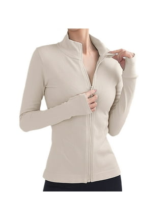 HOTLOOX Women's Slim Fit Yoga Workout Jacket Full Zip Thumb Hole Pockets  Track Outerwear S-XXL