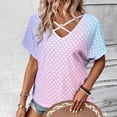 thumbnail image 5 of Giftesty Blouses for Women Dressy Casual Women's Fashion Solid Color Short-sleeved V-neck Loose Casual Tops, 5 of 8