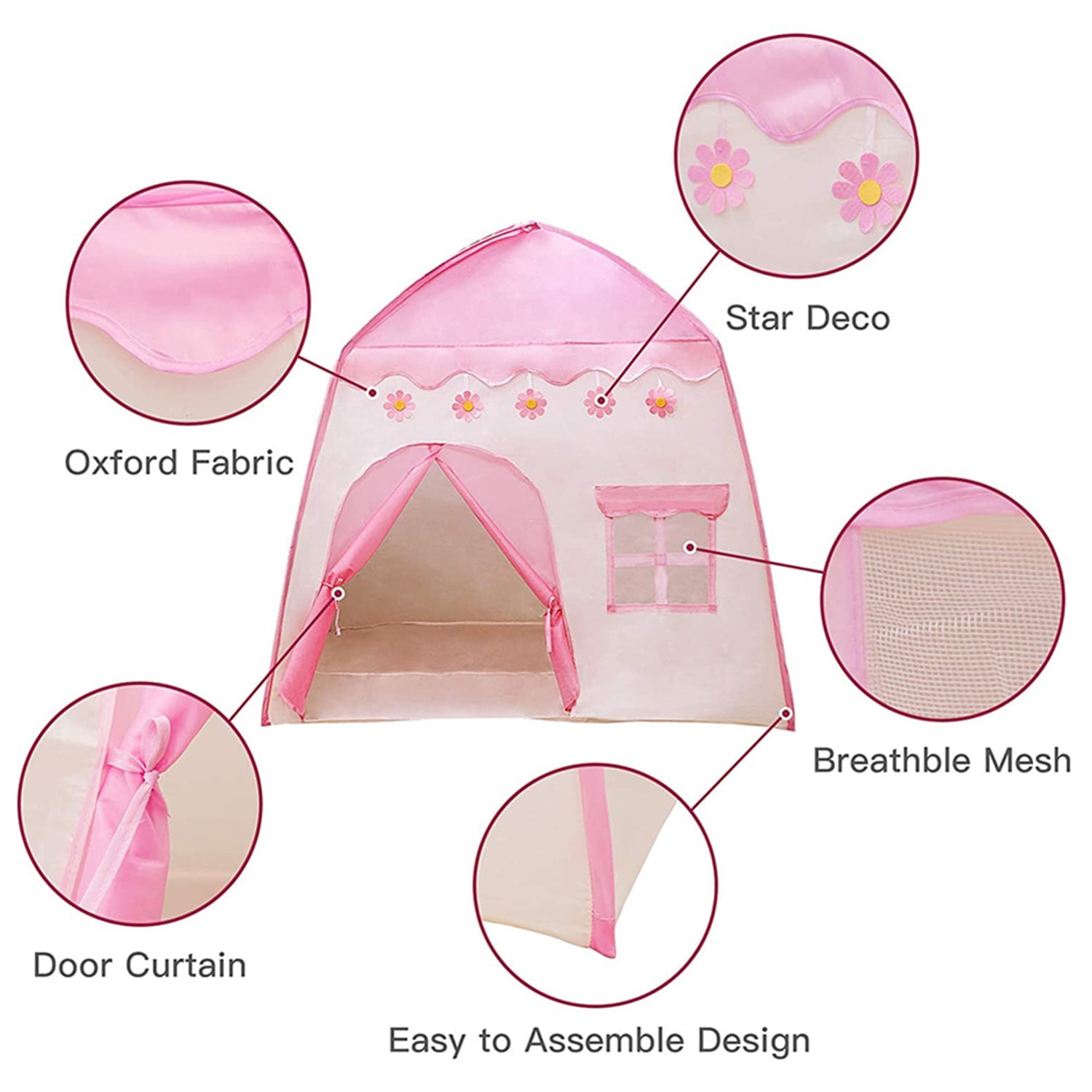 YYAo 51" Kids Play Tents for Girls Large Fairy Playhouse, Pink YYAo 51" Kids Play Tents for Girls Large Fairy Playhouse, Pink