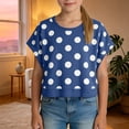 thumbnail image 4 of Kiijoy Girls Polka Dot Cutout Batwing Sleeve Crop Top Workout Tee Active T-Shirt, Sizes 11-12, 4 of 6