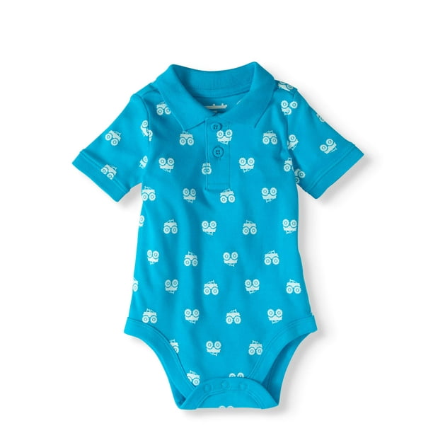 Baby Boy Short Sleeve Printed Polo Bodysuit
