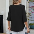 thumbnail image 2 of yillto Women Chiffon Blouse 3/4 Sleeve Crewneck Pleated Shirts Flowy Elegant Dressy Shirt Ladies Outfits, 2 of 7