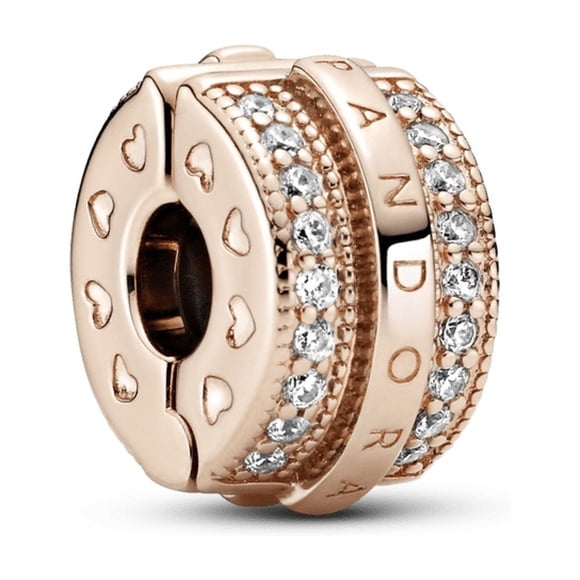 Charm Pandora Sujetador Líneas De Pavé Relucientes Y 14K 789042C01 | Joyería De Lujo Para Mujer | Ideal Para Regalo Elegante | Compatible Con Charms Pandora