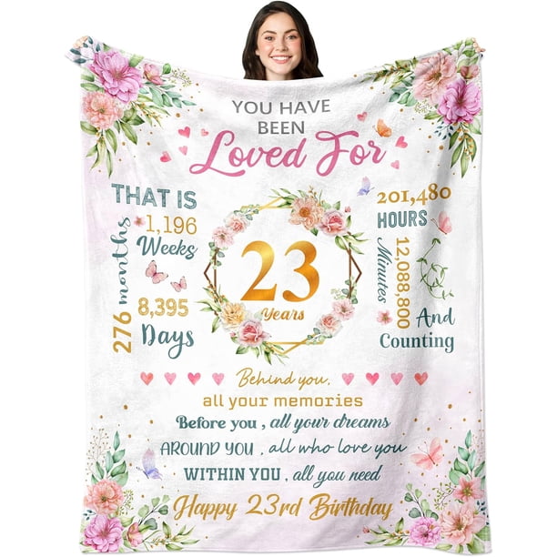 LHSHID 23rd Birthday Gifts for Women 23rd Birthday Decorations Blanket 23 Year Old Birthday Gifts for Her Gifts for 23 Year Old Female Best 23rd Birthday Gift Ideas Throw Blanket 60"x80"