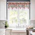 thumbnail image 3 of Poinsettia Berry Kitchen Curtains and Valances Set, Red Floral Winter Watercolor Plants Rod Pocket Window Valance 18 Inch Window Curtain Panels for Living Room Bedroom Laundry, 27.5x36in, 3 Pieces, 3 of 7