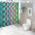thumbnail image 7 of Chilfamy Retro Checkered Shower Curtain Colorful Geometric Modern Rainbow Minimalist Groovy Simple Bright Aesthetic Home Bathroom Decor Waterproof Fabric with Plastic White, 7 of 7