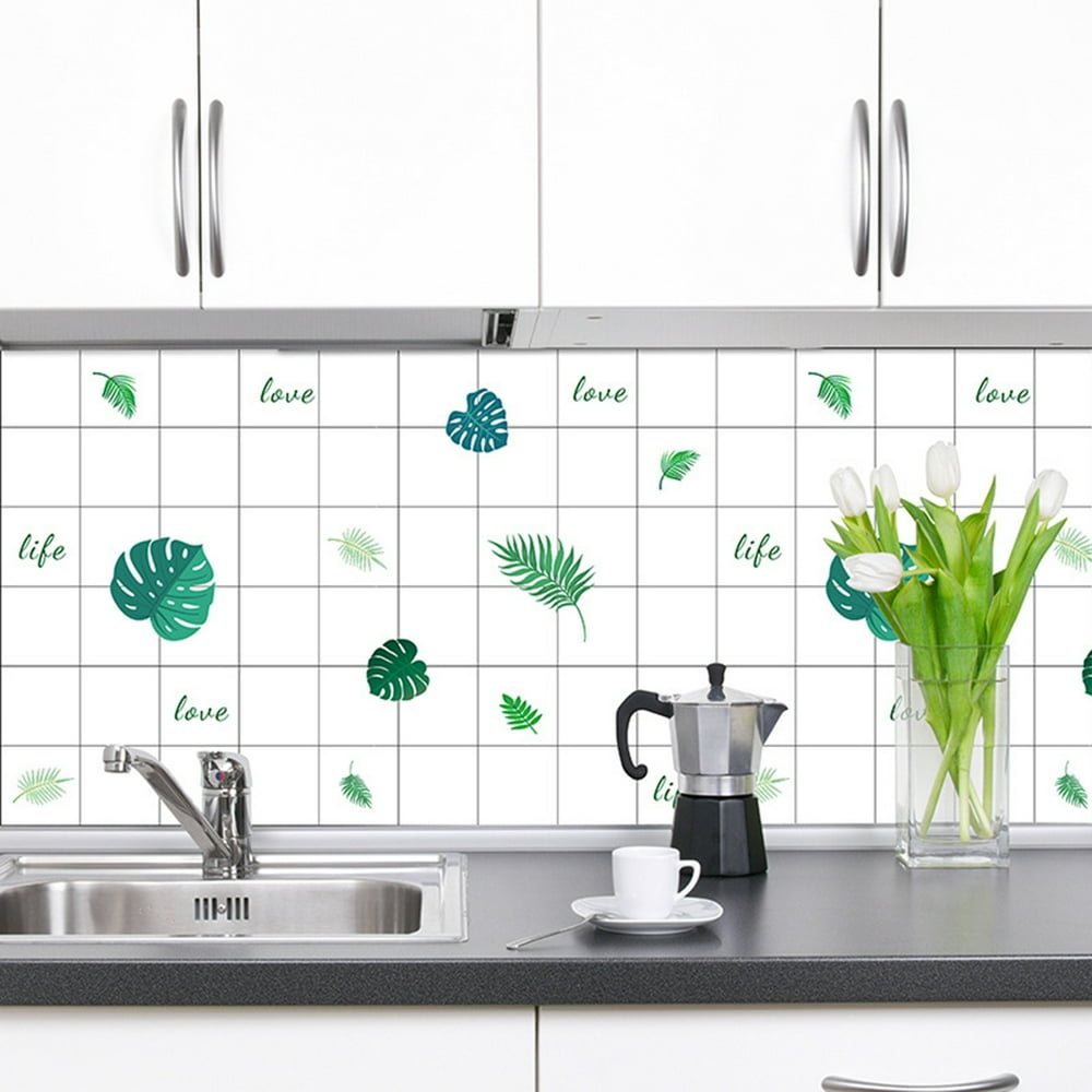 SPRING PARK Kitchen Backsplash Wallpaper Stickers,Oil Proof Waterproof