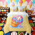 thumbnail image 3 of Erosebridal Pink Blue Drippy Baseball Cone Print Twin Bedding Sets, Fun Treats Bedding Comforter Set for Kids Boys and Girls, Colorful Stars Reversible 7pcs, 3 of 6