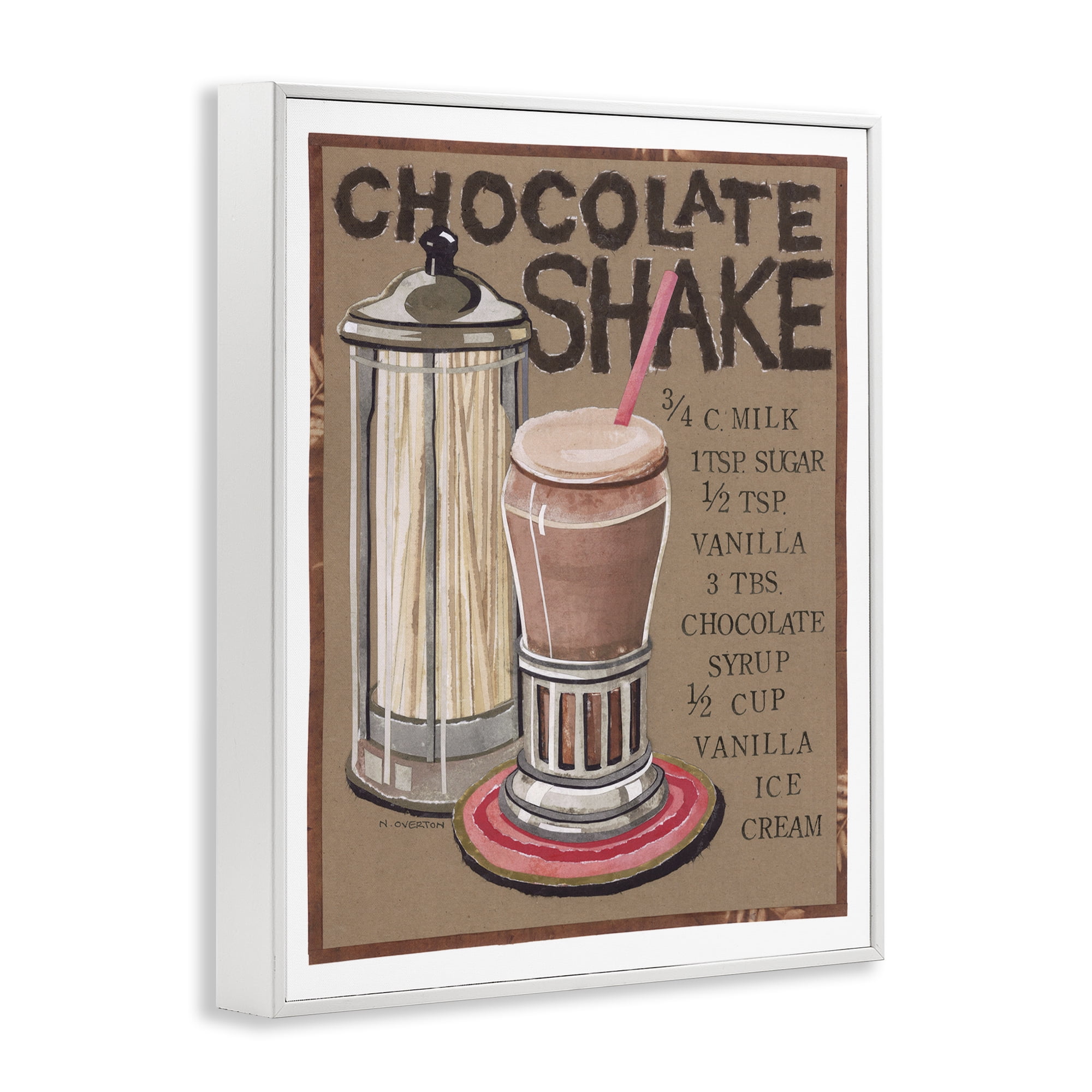 Stupell Industries Chocolate Shake Recipe Food & Beverage Painting White Framed Art Print Wall Art, 24 x 30