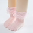 thumbnail image 3 of 4 Pairs Baby Girls Socks Newborn Ruffle Lace Socks Princess Frilly Knit Cotton Socks Casual Dress Socks Breathable Knee High Mesh Socks for 0-5Y, 3 of 13