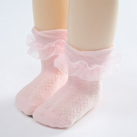 

Esho Baby Girls Anti Slip Frilly Lace Socks Toddler Girl Cotton Knee High Long Socks 0-5T