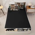 thumbnail image 4 of Erosebridal Rustic Cabin Pattern Zipper Twin Comforter Sets with Fitted Sheet and 2 Pillowcases,Wildlife Silhouette Print Zipper Bedding Set,Brown Black Sage Green,Black Reversible, 4 of 6