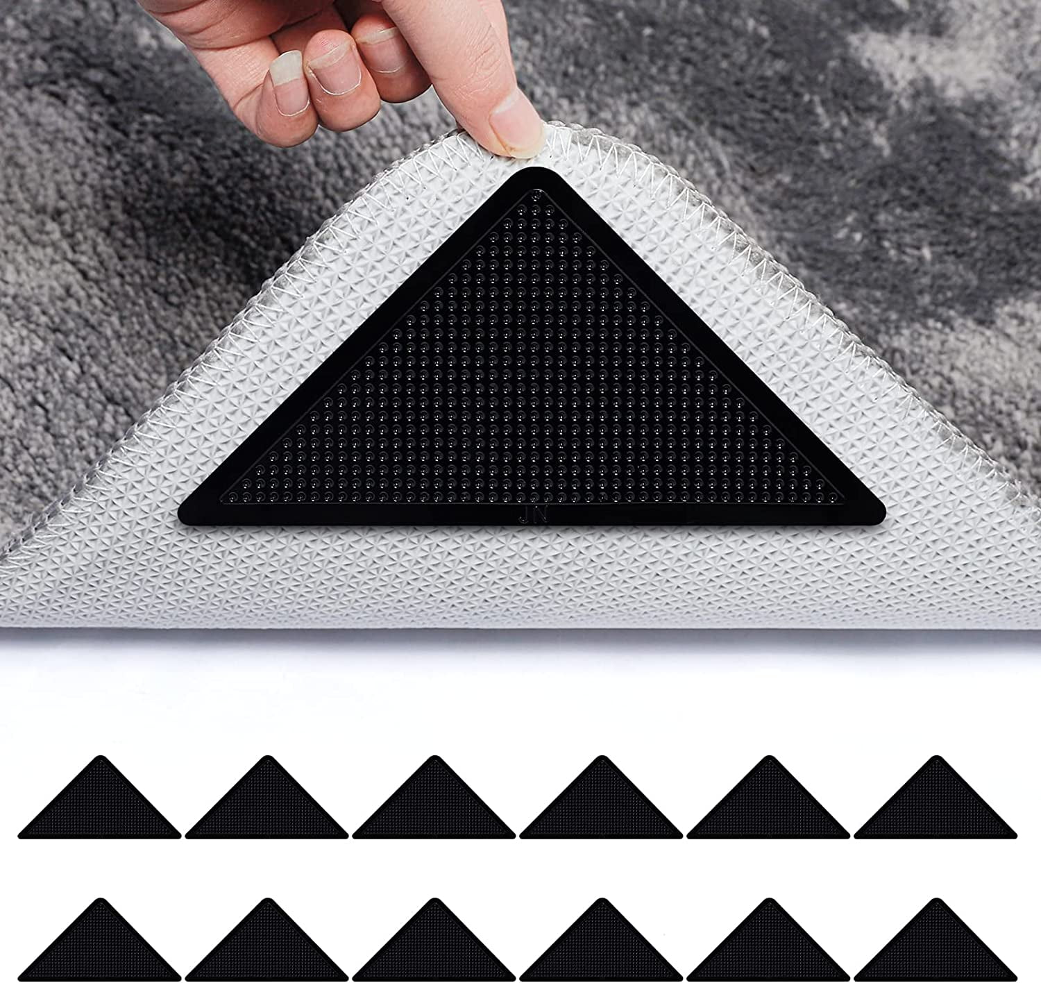 12pcs Rug Grippers, Non Slip Rug Pads Washable Rug Carpet Gripper for