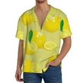 thumbnail image 3 of Easygdp Bright Lemons Men's Casual Short-sleeved Shirt with Pocket and Button Suitable for Beach Vacation Leisure - Medium, 3 of 7