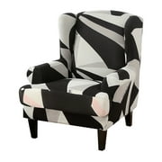 Sumhomie Stretch Printed 2-Piece Wing Armchair Slipcover,Black-1