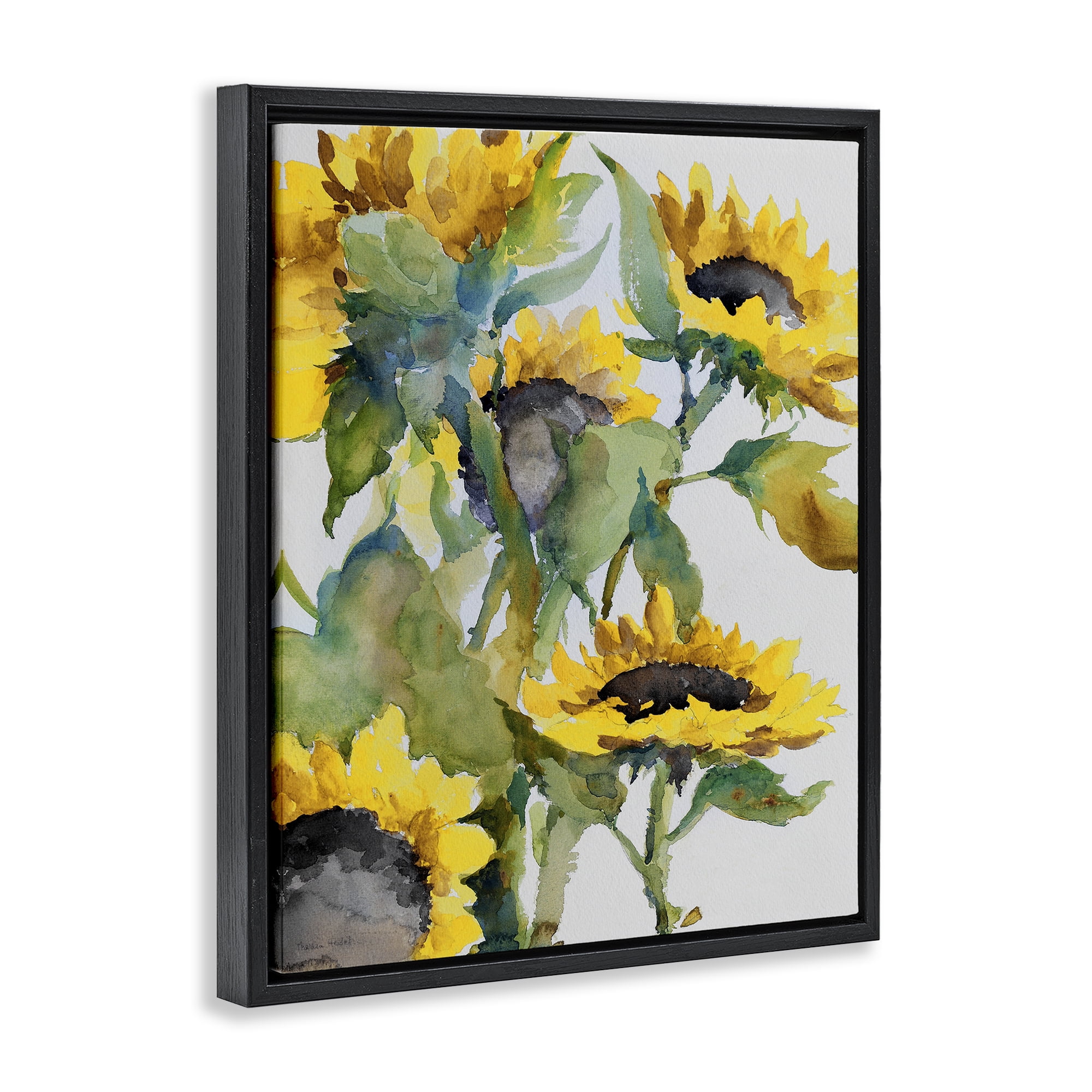 Stupell Industries Bright Blooming Sunflowers Botanical & Floral Painting Black Floater Framed Art Print Wall Art, 25 x 31