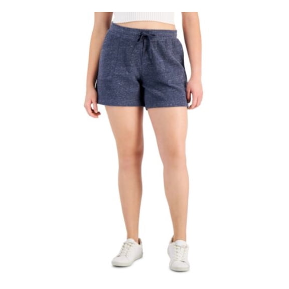 STYLE & COMPANY Womens Navy Pocketed Drawstring Elastic Waist Heather Shorts XL