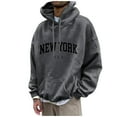 thumbnail image 4 of Men's Hoodies Baggy Fall Men Sweatshirts Long Sleeve Drawstring Hood with Pockets Dark Gray L, 4 of 5