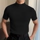 thumbnail image 1 of Camisa Elvqul Hombre Economicas Negro Manga Corta de Color Sólido Cuello Redondo, 1 of 7