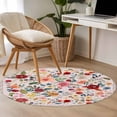thumbnail image 4 of Pink Flowers Round Area Rug 3Ft Washable Small Circle Rugs for Kitchen Entryway, Spring Farmhouse Floral Leaves Vintage Non-Slip Carpet Floor Mats Indoor Outdoor Carpet Runner Aesthetic Home Decor, 4 of 8
