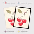 thumbnail image 2 of Red Smudge Cherries on Stem with Leaf Bright Pink Alabaster Green Retro Kitchen Painting Large Wall Art Poster Print Thick Paper 18X24 Inch, 2 of 5