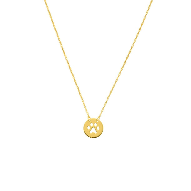 14kt yellow gold so you collection mini disc cut out paw print adjustable 16 18 women s necklace on pendant rope chain and spring ring closure walmart com