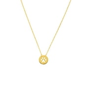 14kt Yellow Gold So You Collection Mini Disc Cut Out Paw Print Adjustable 16" - 18" Women's Necklace on Pendant Rope Chain and Spring Ring Closure
