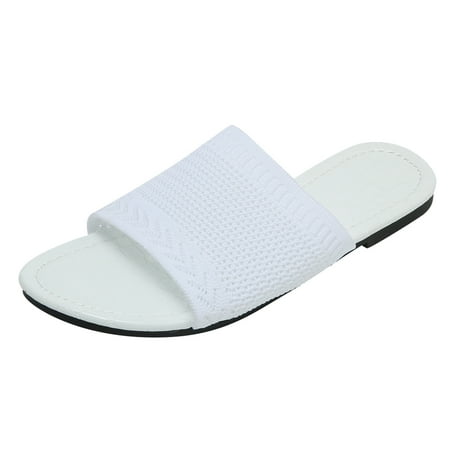 

ZAROYEAX Women Sandals Fashion Simple Solid Color Summer New Pattern Flat Comfortable Cloth Upper Large Size Slippers
