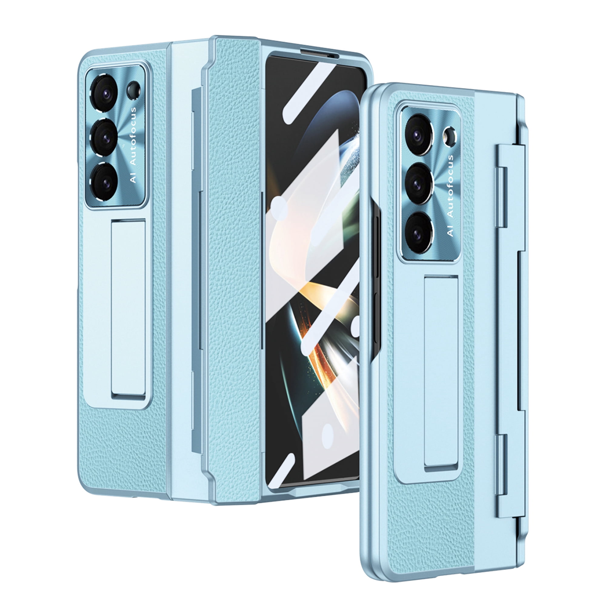 Allytech Galaxy Z Fold4 Case with Screen Protector, Kickstand Rugged Protective Shockproof Anti-Scratch Hinge Protection Phone Case for Samsung Galaxy Z Fold 4 - Blue
