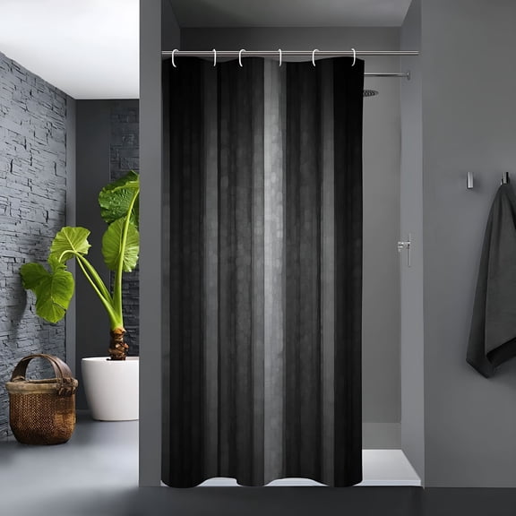 AUQ 2026 New Small Stall Shower Curtain 36 X 72,Narrow Half Black Grey Shower Curtain Set,Abstract Modern Fabric Shower Curtain for Bathroom,Cool Glass Texture Ombre Shower Curtain with Hooks
