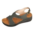thumbnail image 6 of Rokment Women's Orthopedic Wedges Gladiator Sandals 2026 Beach Summer Comfortable Casual Leather Orthotic Arch Support Platform Mid Heel Walking Dress Sandal Green Size 6, 6 of 7