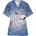thumbnail image 3 of Uniforme de trabajo de enfermera de hospital clínico Camiseta con estampado de Snoopy Camiseta de mujer con cuello en V y bolsillo Uniformes médicos Camisetas de enfermería Ropa de trabajo, 3 of 5