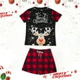 thumbnail image 5 of Tisuna Christmas Family Matching Set Reindeer Plaid Print Short Sleeve Crew Neck Homewear Loose Comfortable Kids Tops And Shorts Set Red Size 10-11 Years, 5 of 6